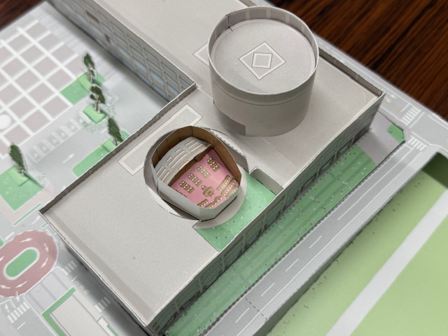 宝塚市庁舎ペーパークラフト議場円筒部分画像